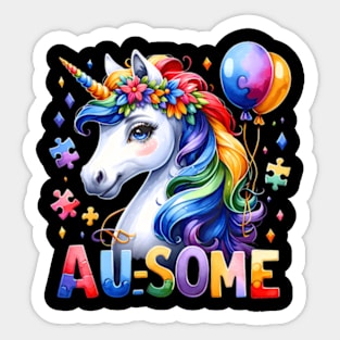 Autism Magical Unicorn Au Some Autism Spectrum Heart Kids Sticker